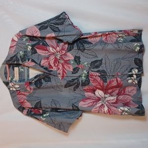 TOMMY BAHAMA Men's Holiday Silk Shirt Poinsettia & Palm Tree. Size S/P